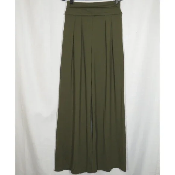 Halara Olive Super High Waist Flowy Wide Leg Pull On Side Pocket Pants Size XS - Picture 6 of 11